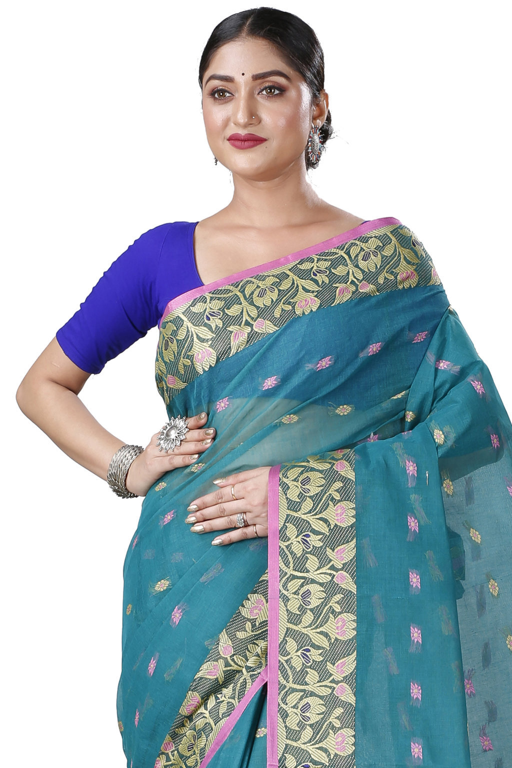 Dark Green Pure Cotton Gopika Tant Saree (1057)